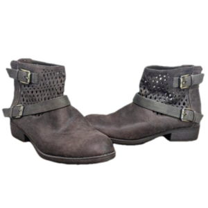 Route 66 Rosalinda brown low motorcycle boots with double straps, size 8